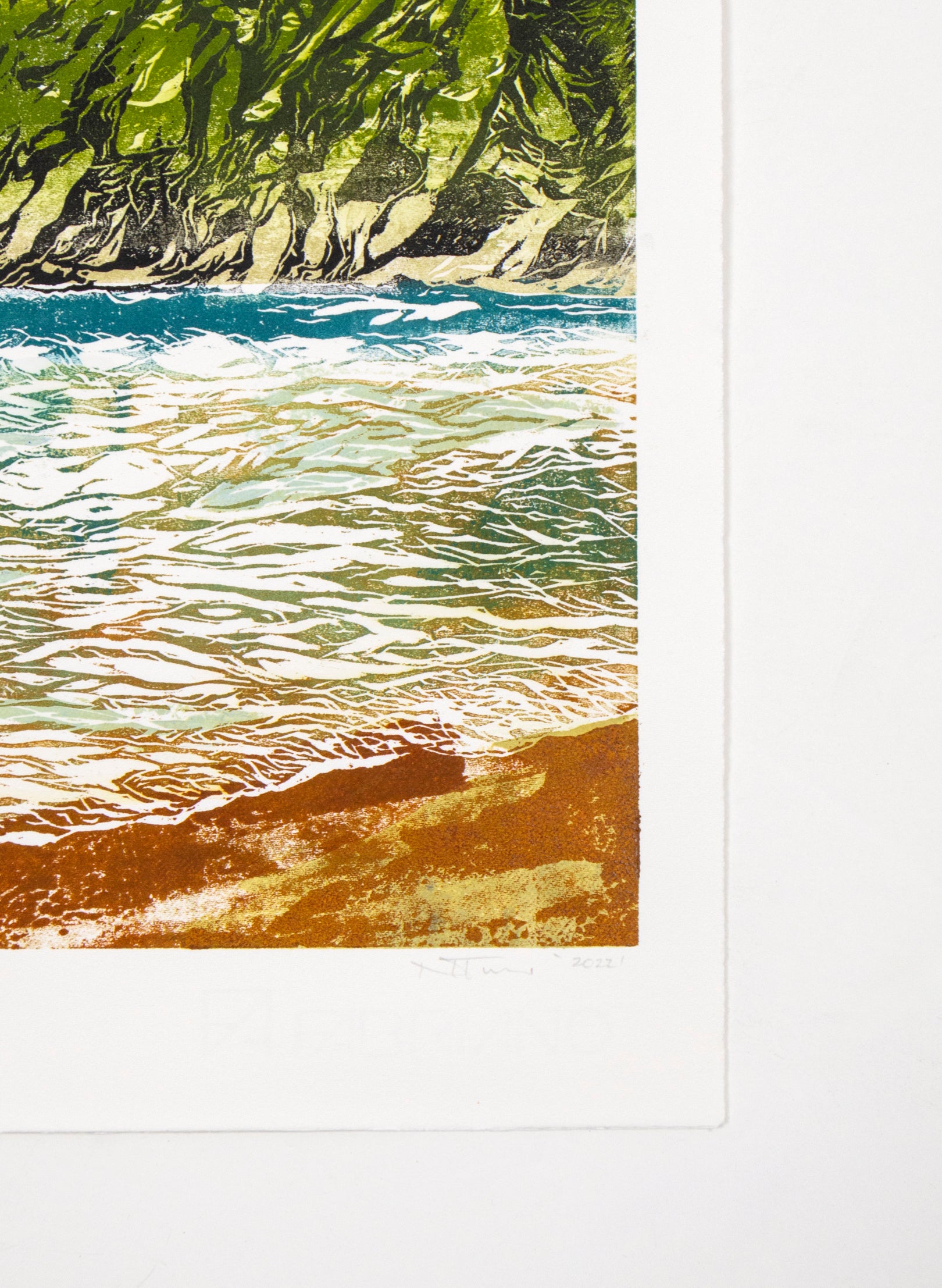 Taupo Bay - Woodblock Print