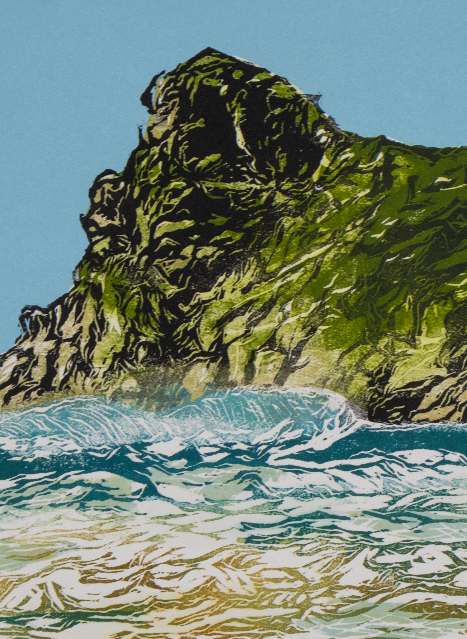 Taupo Bay - Woodblock Print