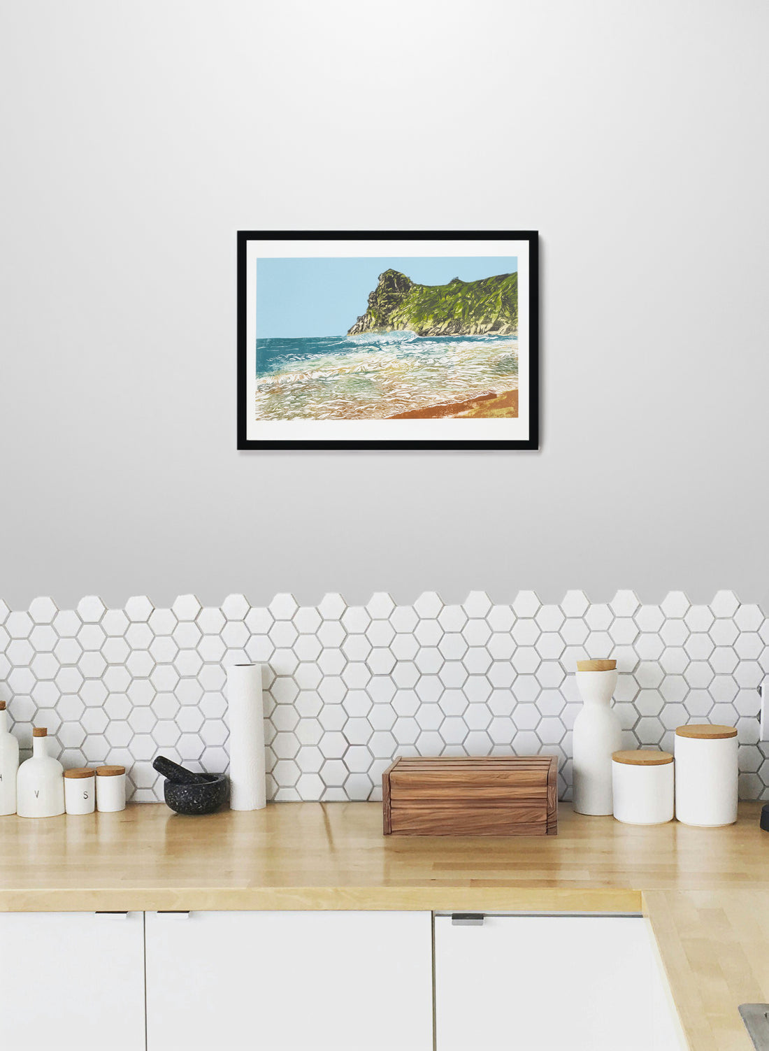 Taupo Bay - Woodblock Print