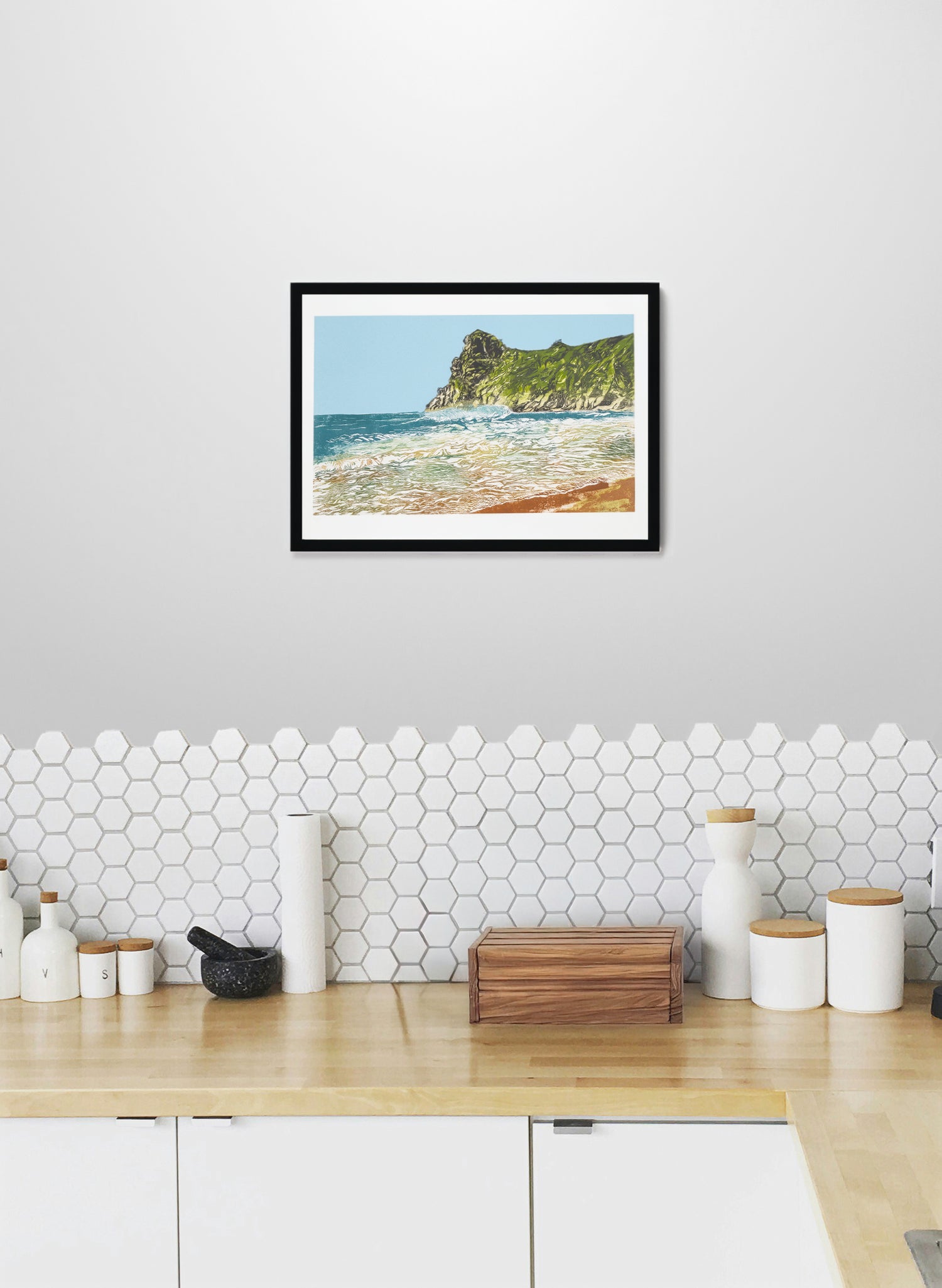 Taupo Bay - Woodblock Print