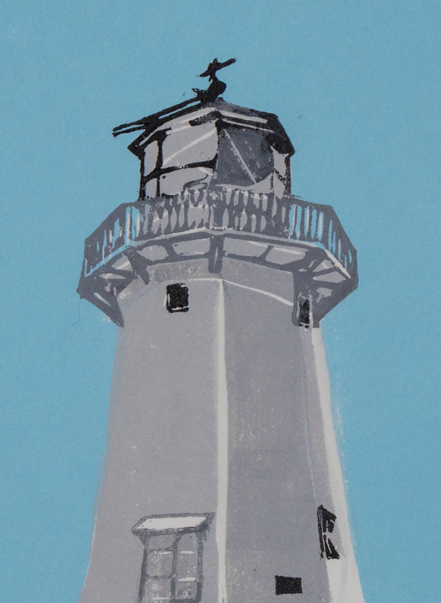 Pencarrow Lighthouse - Woodblock Print