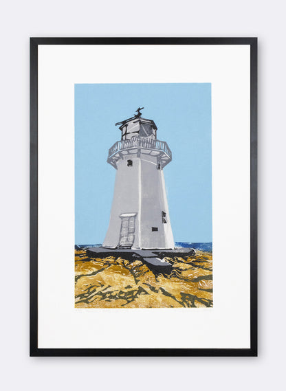 Pencarrow Lighthouse - Woodblock Print