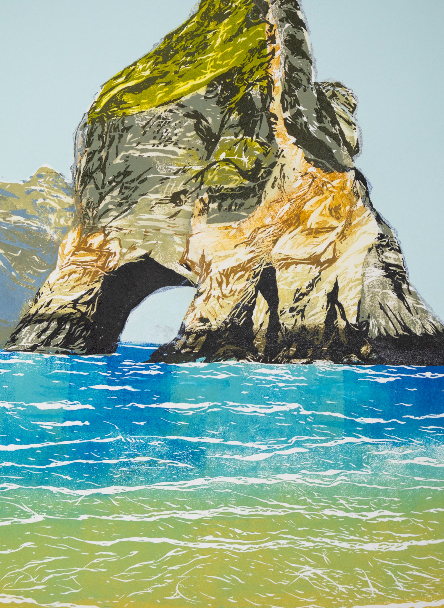 Whanariki Beach - Woodblock Print