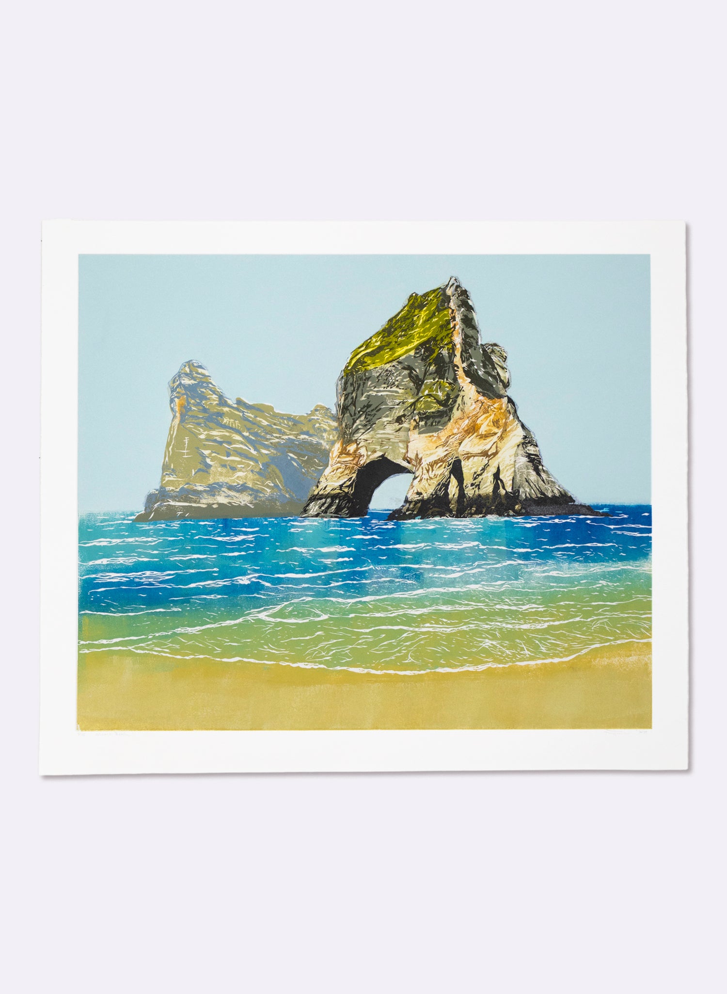 Whanariki Beach - Woodblock Print