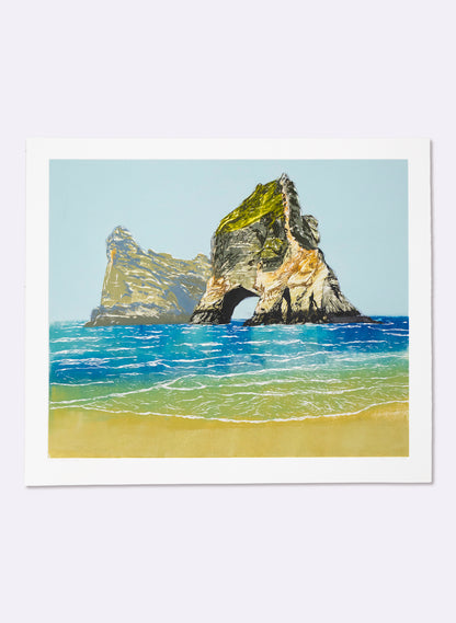 Whanariki Beach - Woodblock Print