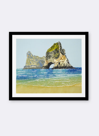 Whanariki Beach - Woodblock Print