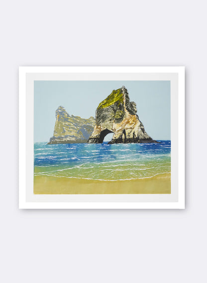 Whanariki Beach - Woodblock Print