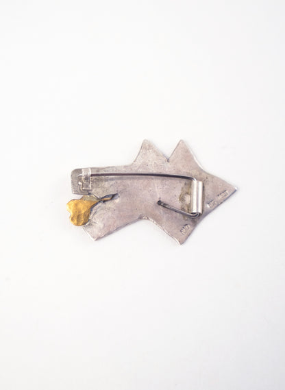 Dog with Bone - 24ct Gold Brooch