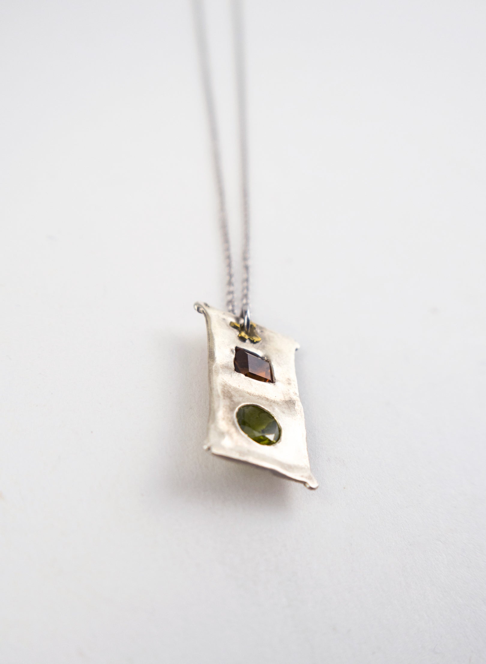 Citirine, Paradot and Pure Silver Pendant