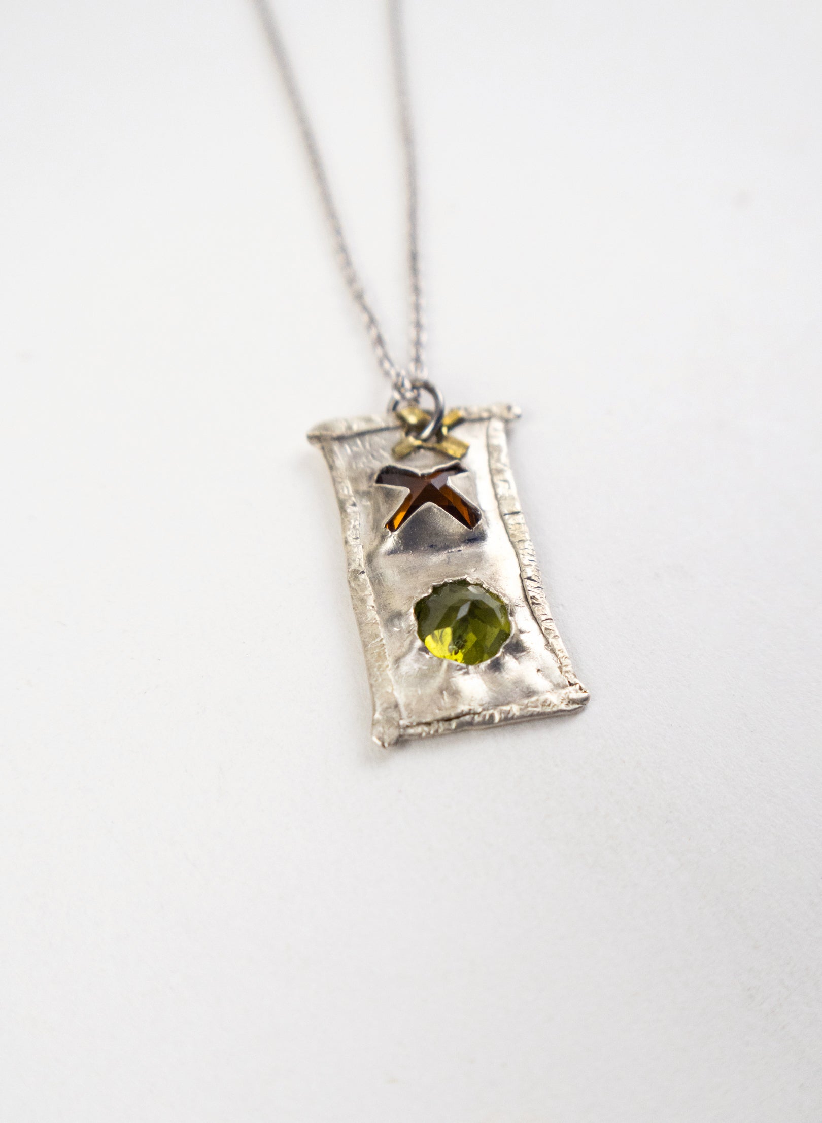 Citirine, Paradot and Pure Silver Pendant