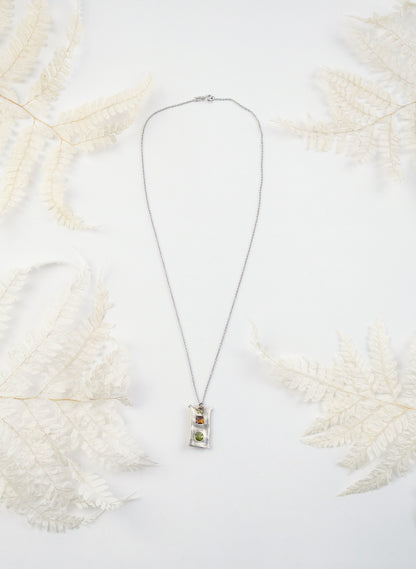 Citirine, Paradot and Pure Silver Pendant