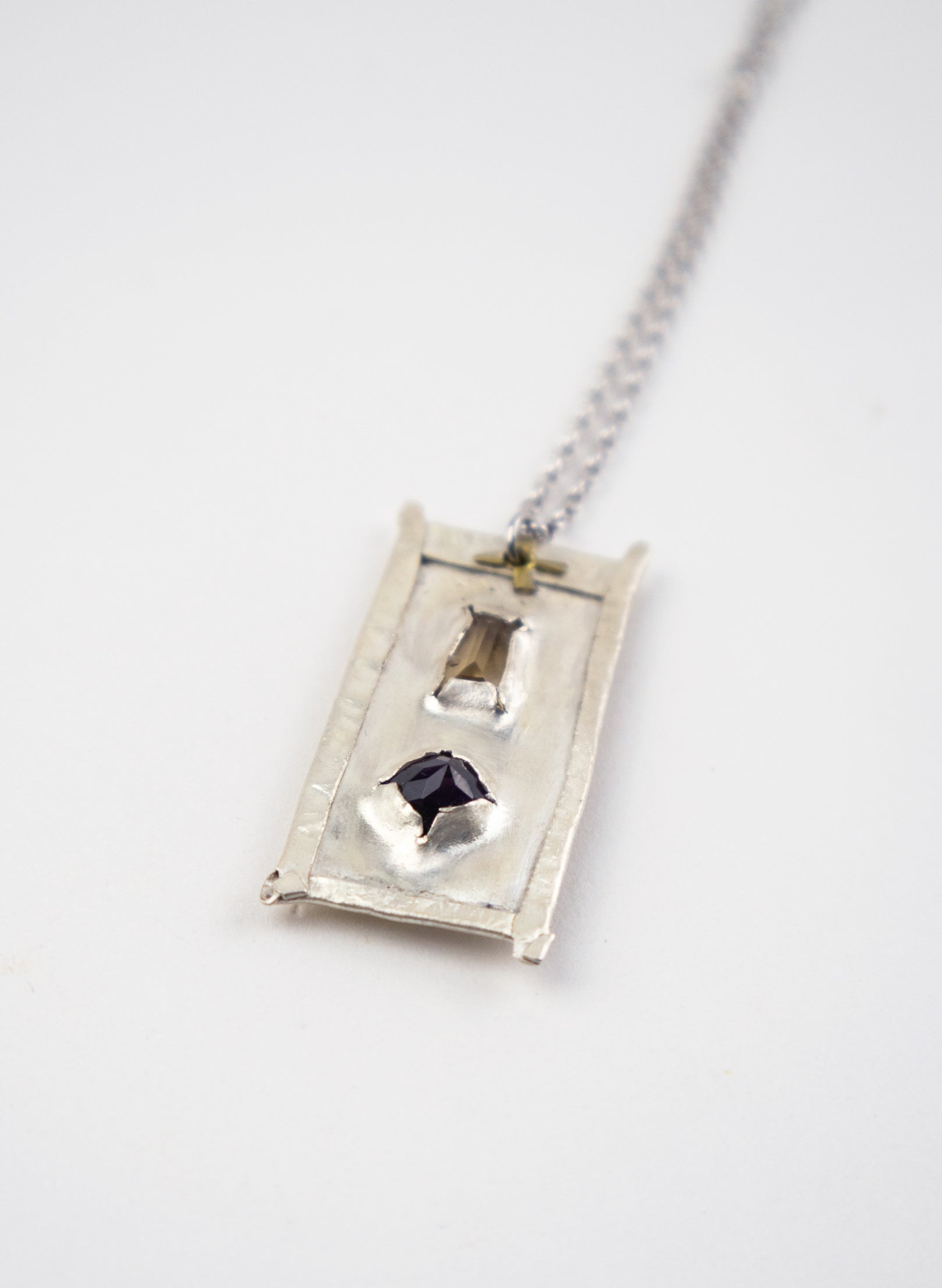 Citirine, Amethyst and Pure Silver Pendant