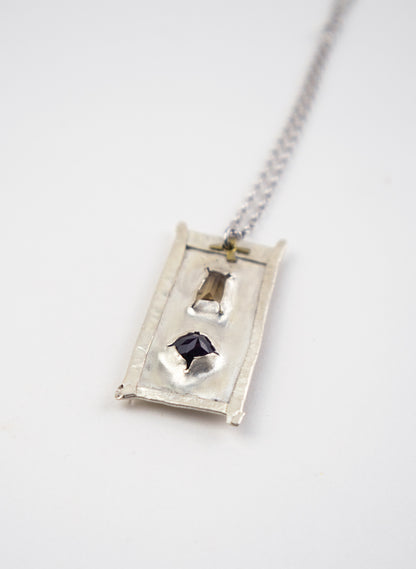 Citirine, Amethyst and Pure Silver Pendant
