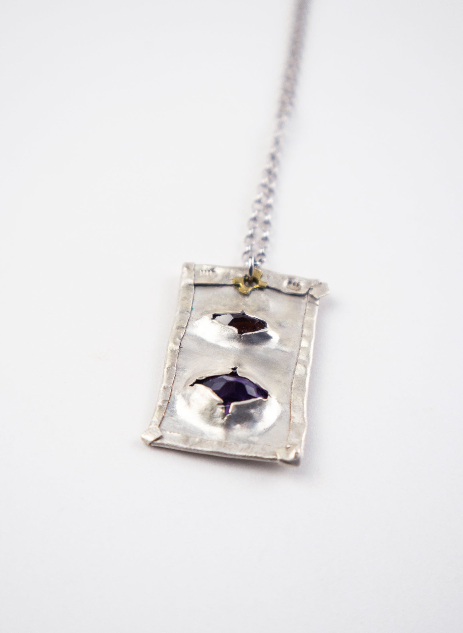 Garnet, Amethyst and Pure Silver Pendant