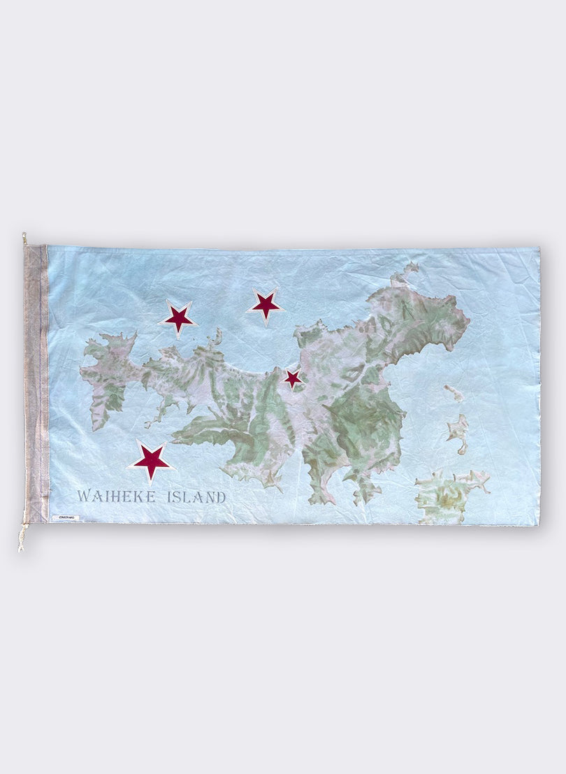 Pale Waiheke Map - Horizontal Flag 679
