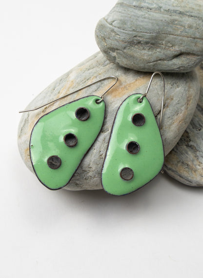 3 Hole Enamel Earrings