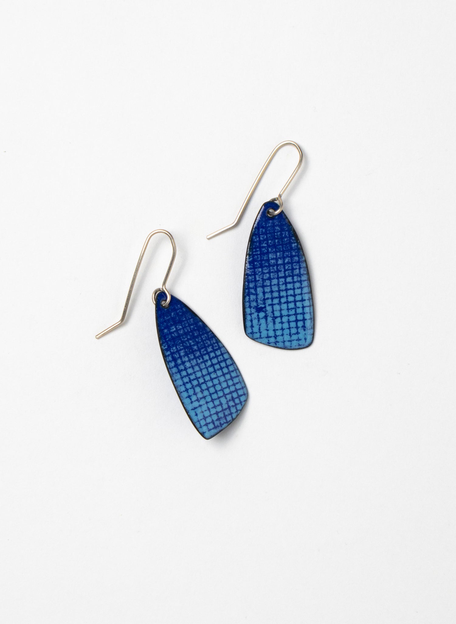 Blue Grid Enamel Earrings