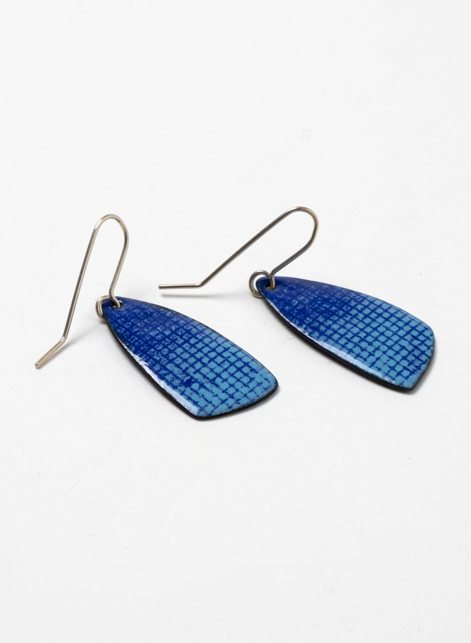 Blue Grid Enamel Earrings