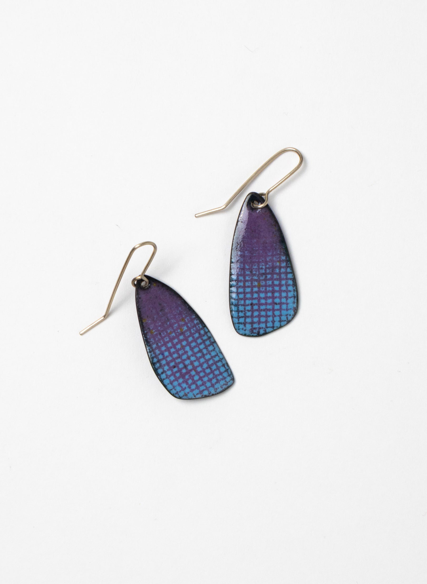Purple Grid Enamel Earrings