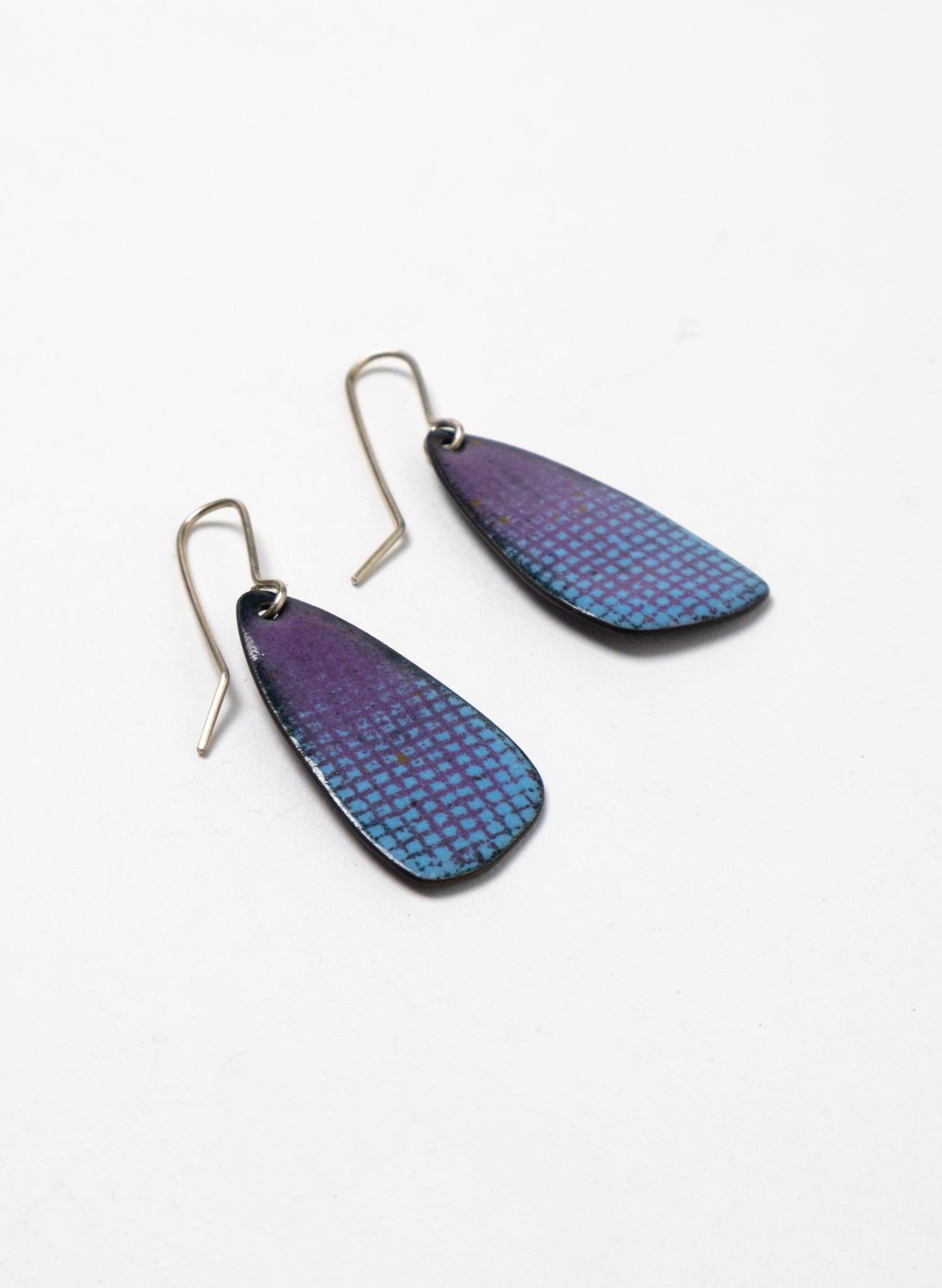 Purple Grid Enamel Earrings