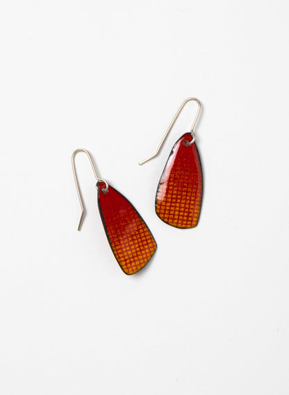Red Grid Enamel Earrings