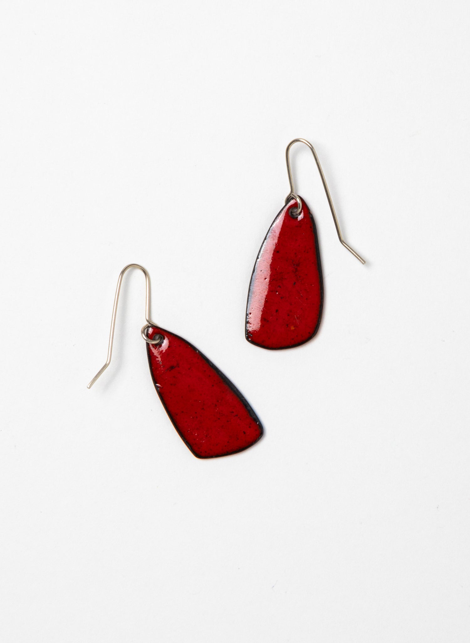 Red Grid Enamel Earrings