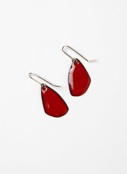 Red Grid Enamel Earrings
