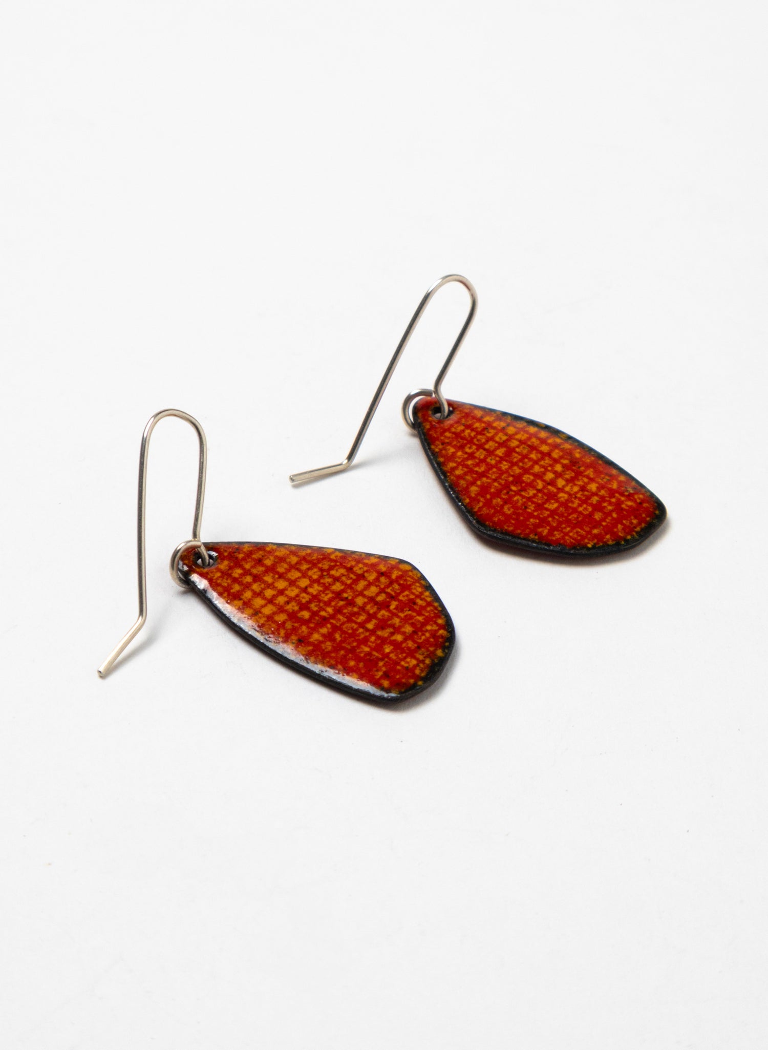 Red Grid Enamel Earrings