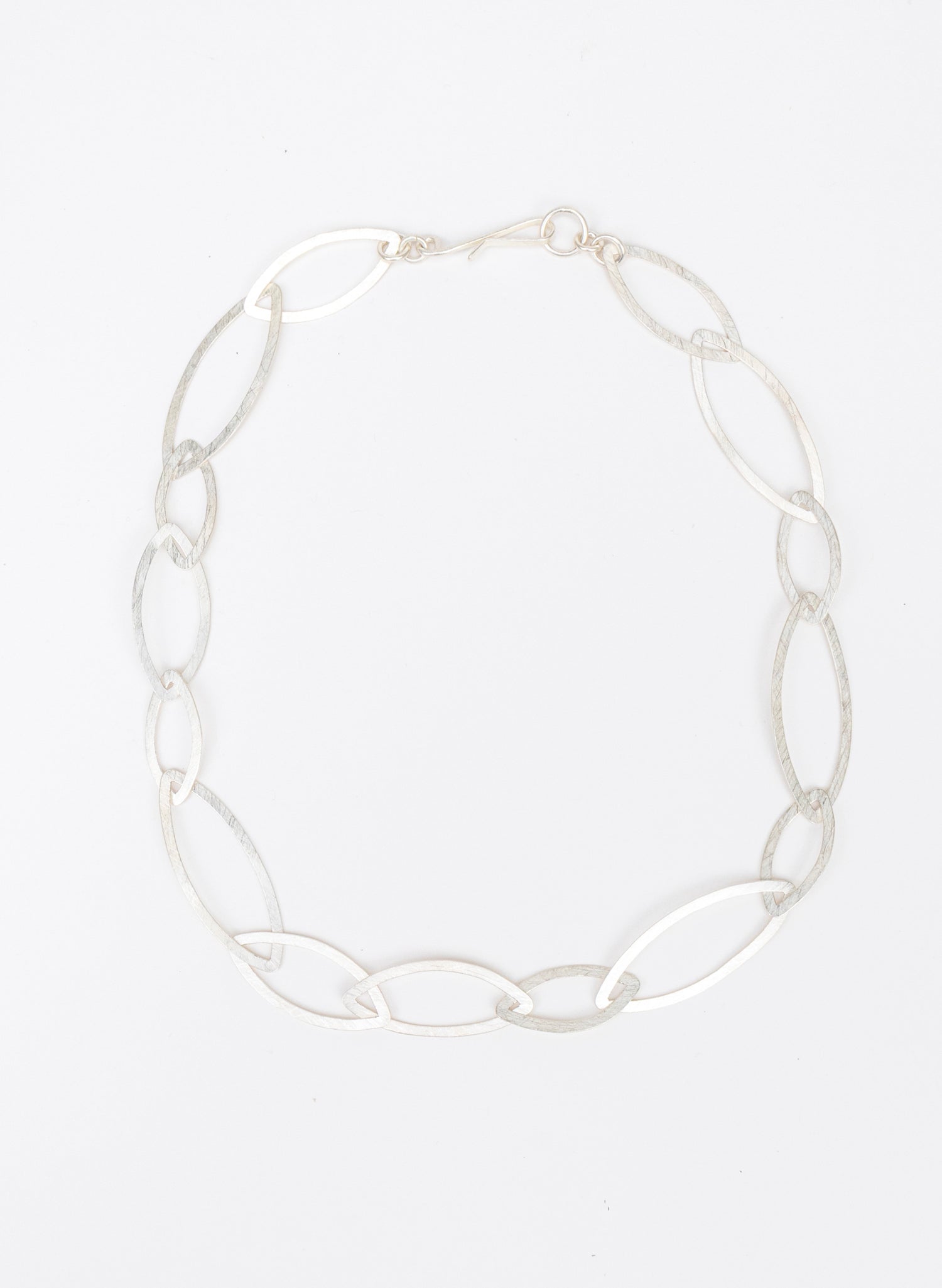 Pointed Long Link Necklace - Sterling Silver, Small