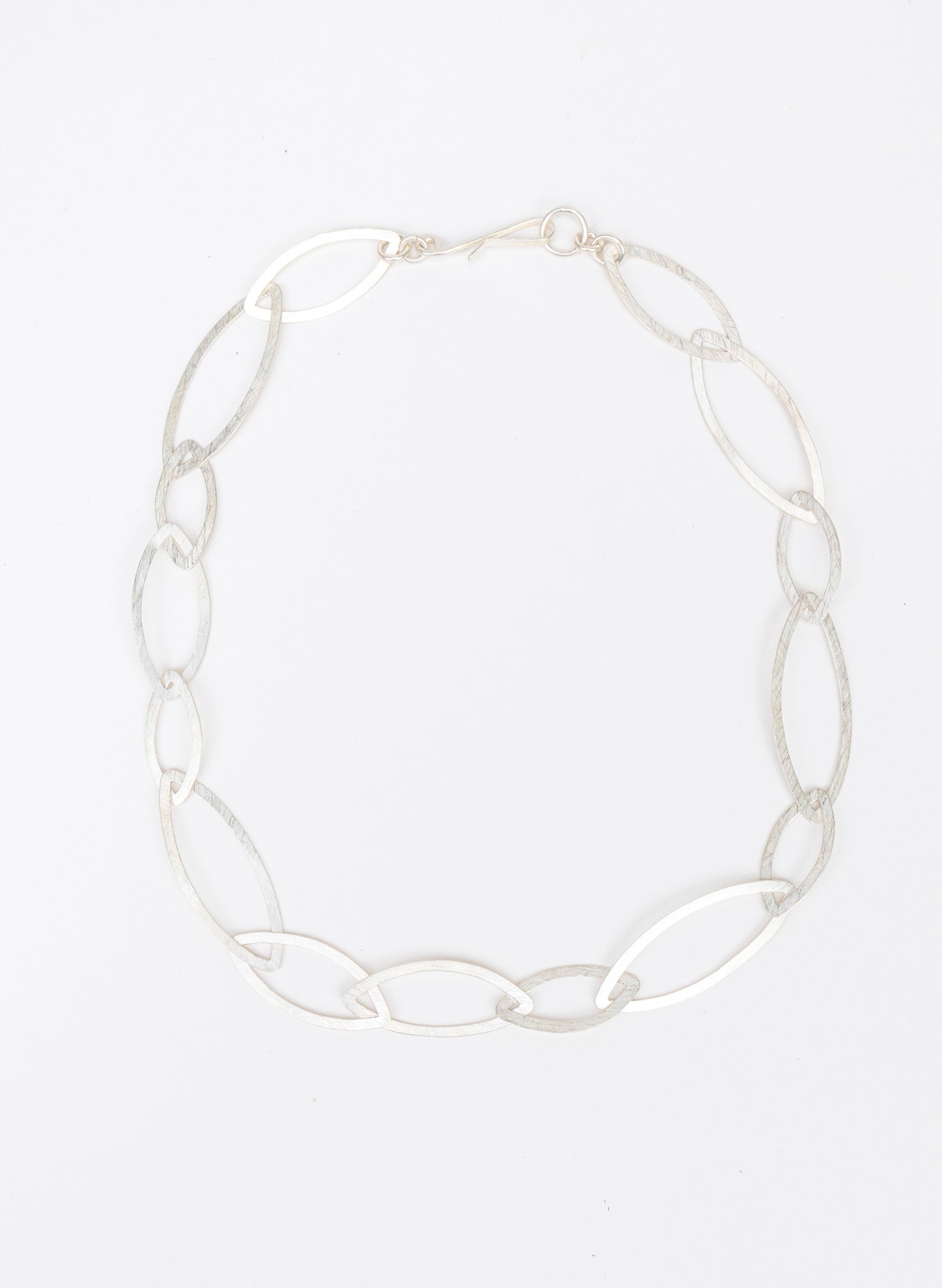 Pointed Long Link Necklace - Sterling Silver, Small