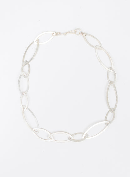 Pointed Long Link Necklace - Sterling Silver, Small