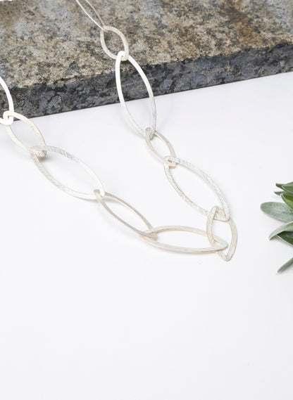 Pointed Long Link Necklace - Sterling Silver, Small