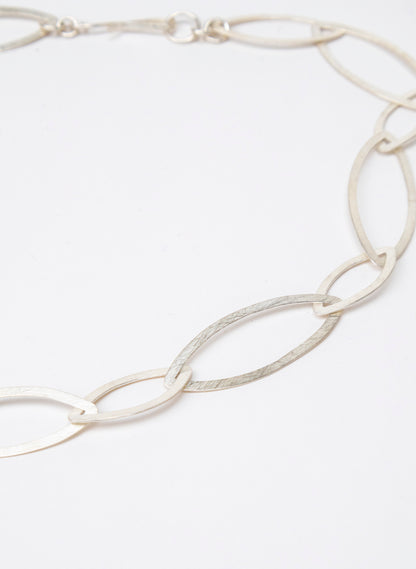 Pointed Long Link Necklace - Sterling Silver, Small