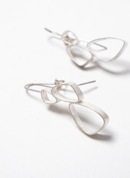 Hollow 3 Pebble Earrings