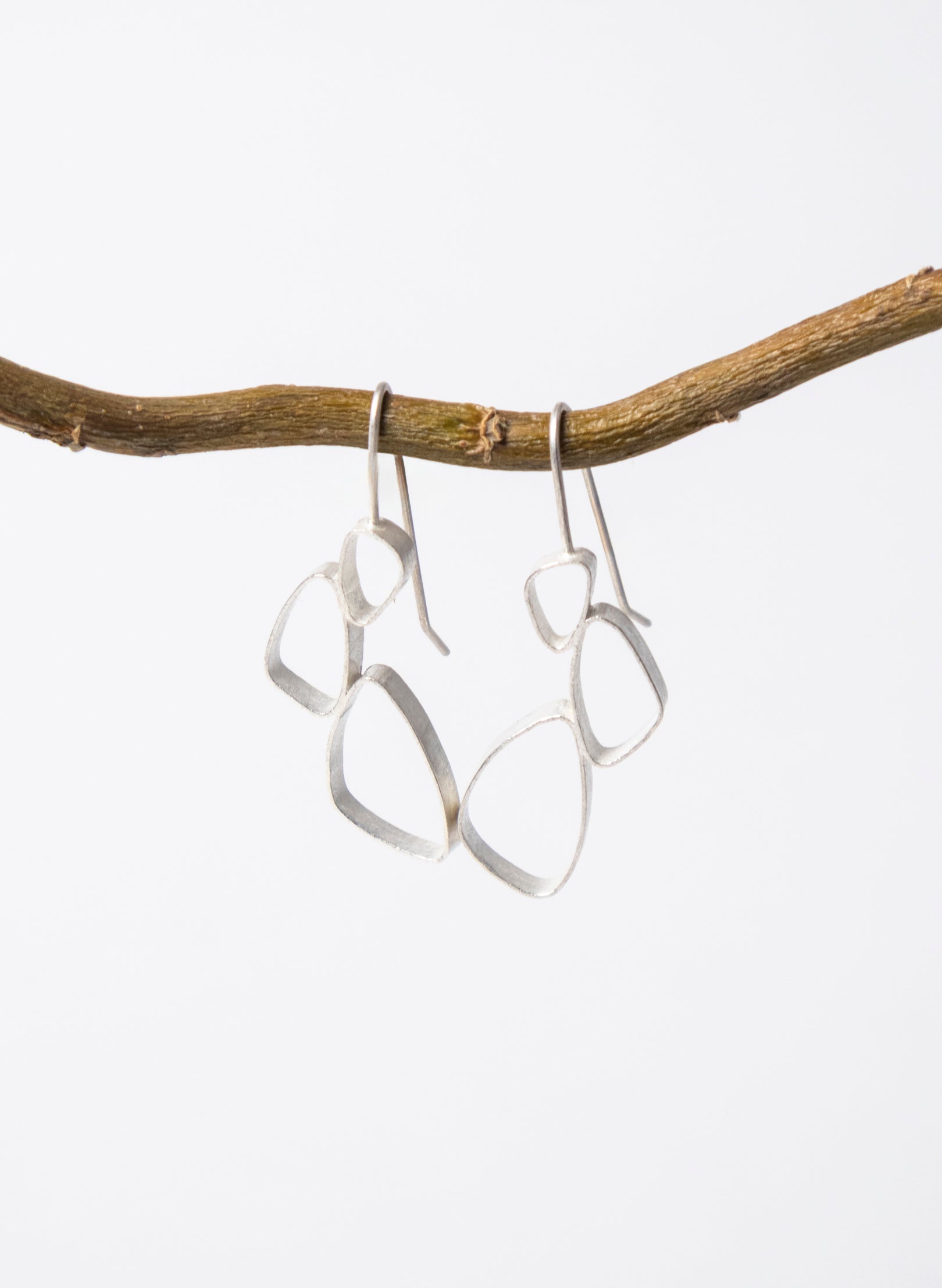 Hollow 3 Pebble Earrings