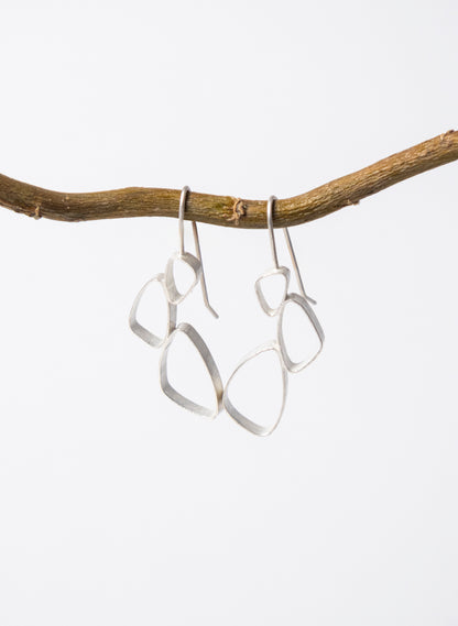 Hollow 3 Pebble Earrings
