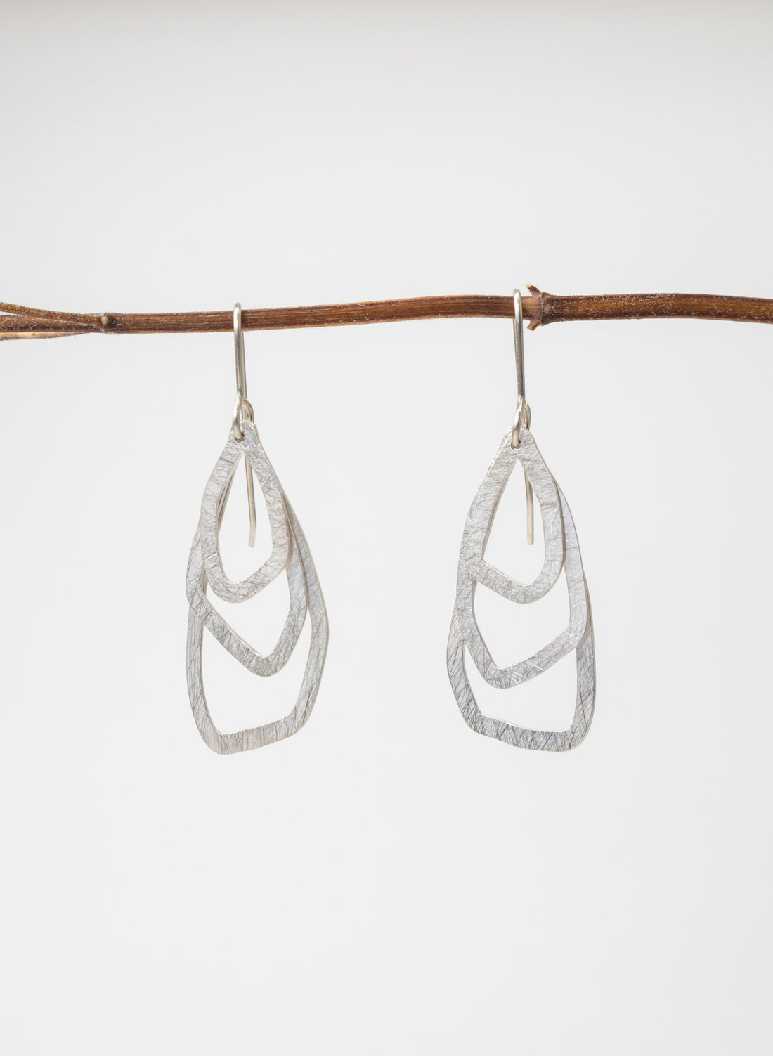 Asymmetric Swinging Pebble Earrings