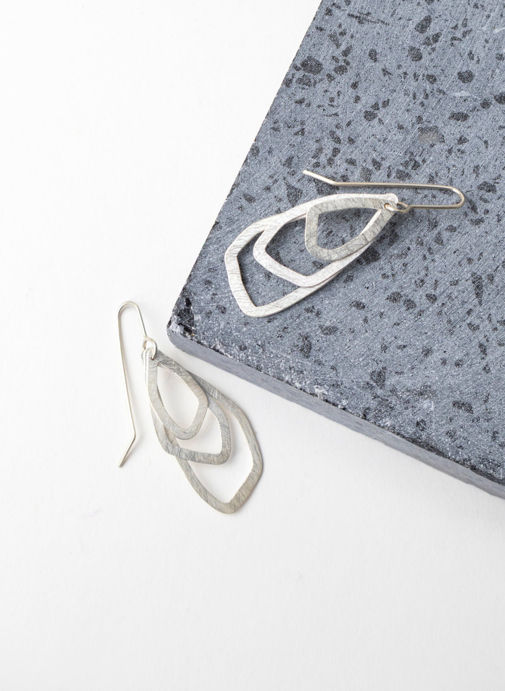Asymmetric Swinging Pebble Earrings