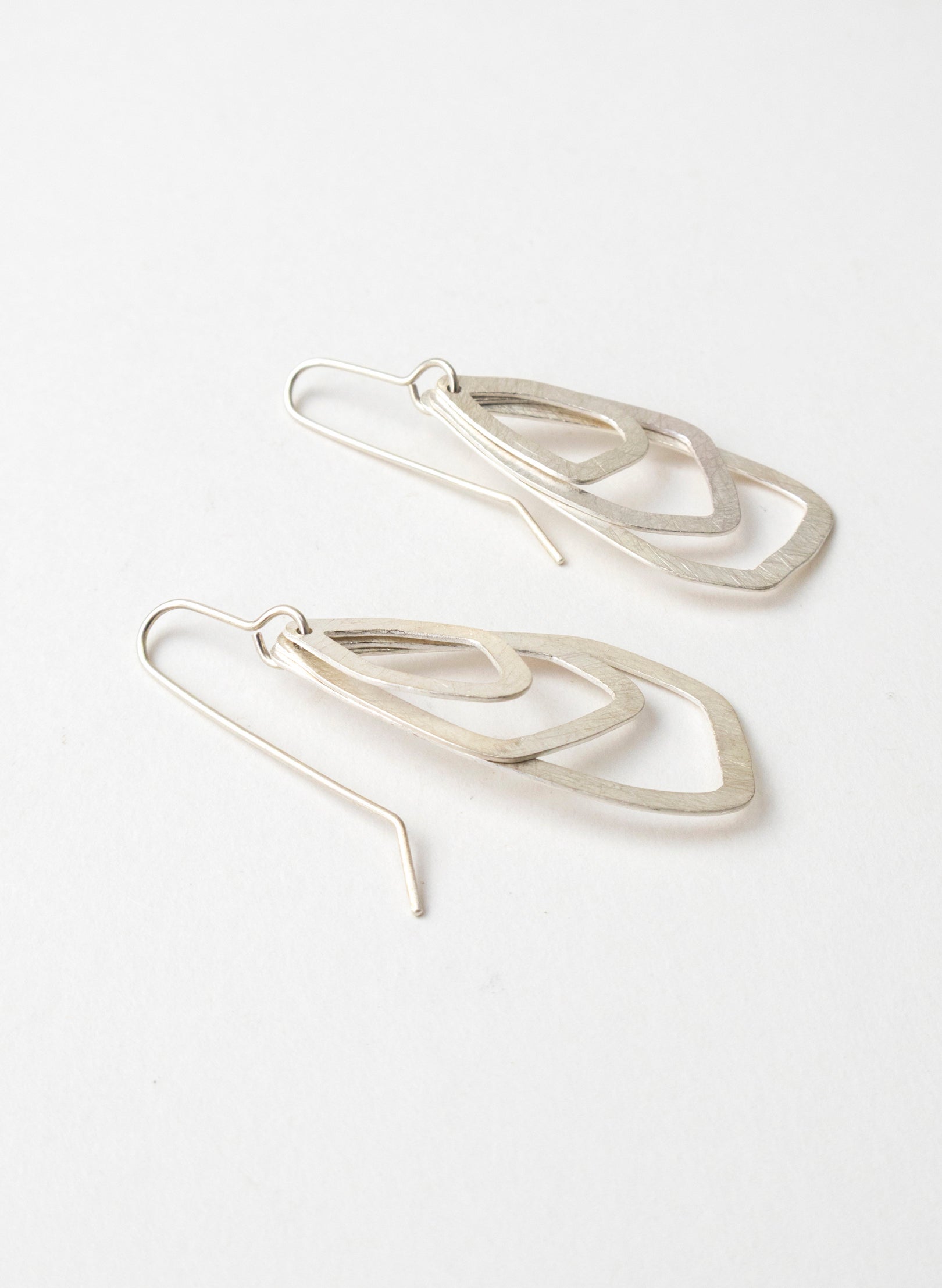 Asymmetric Swinging Pebble Earrings