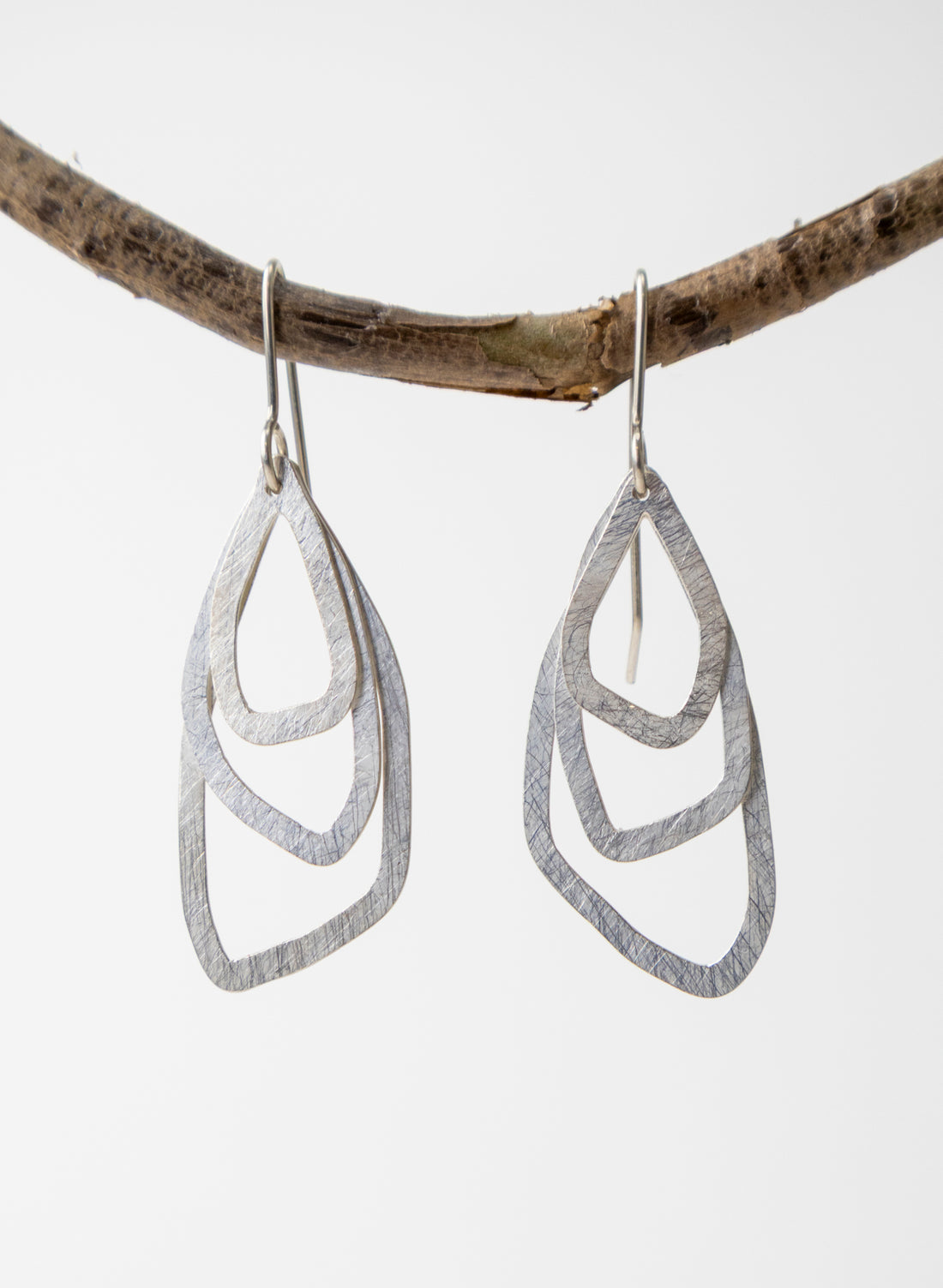 Asymmetric Swinging Pebble Earrings
