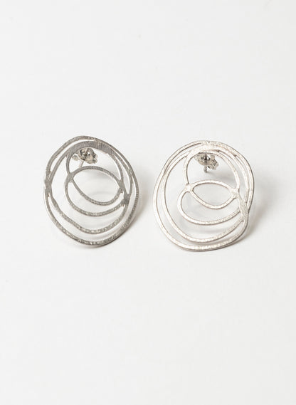 Oval Scribble Stud Earring - Medium
