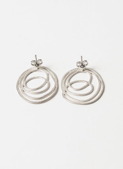 Oval Scribble Stud Earring - Medium