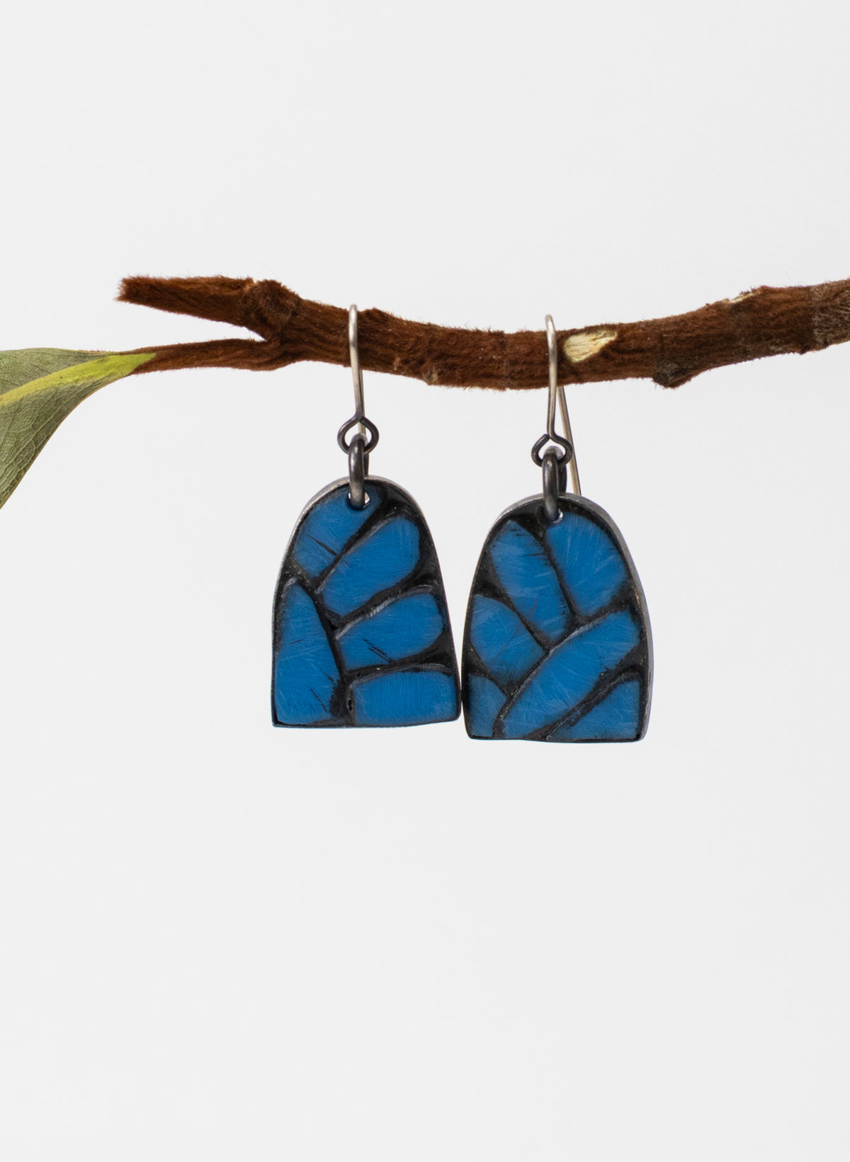 Perspex Tile Earring - Silver Blue