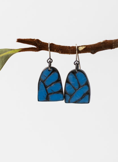 Perspex Tile Earring - Silver Blue