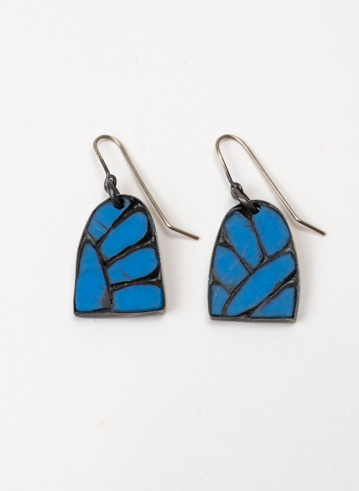 Perspex Tile Earring - Silver Blue