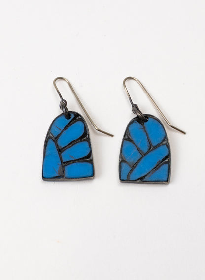Perspex Tile Earring - Silver Blue