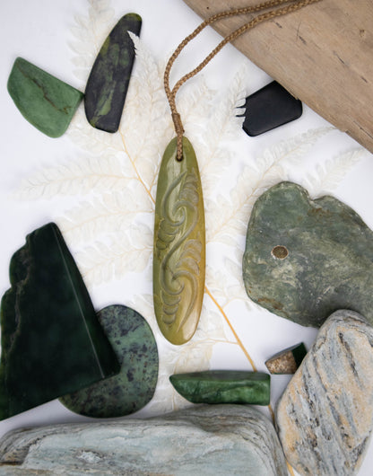 Carved Drop Pounamu Pendant