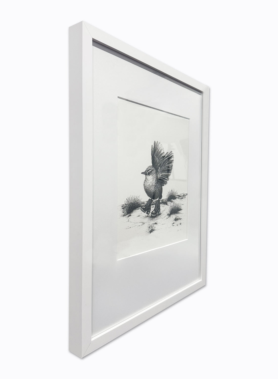Original Strut Rockwren in Boots - Original Artwork - Framed