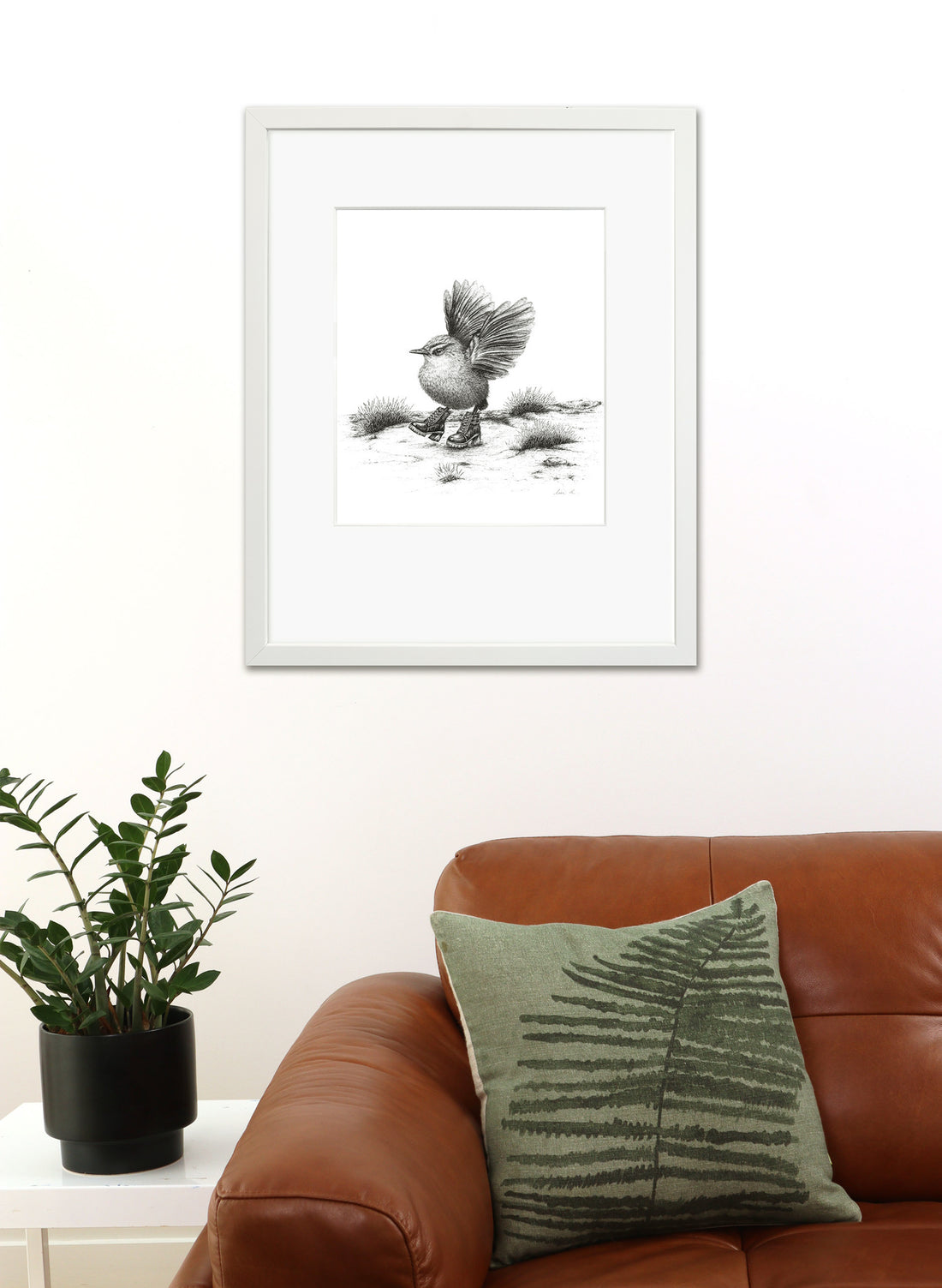 Original Strut Rockwren in Boots - Original Artwork - Framed