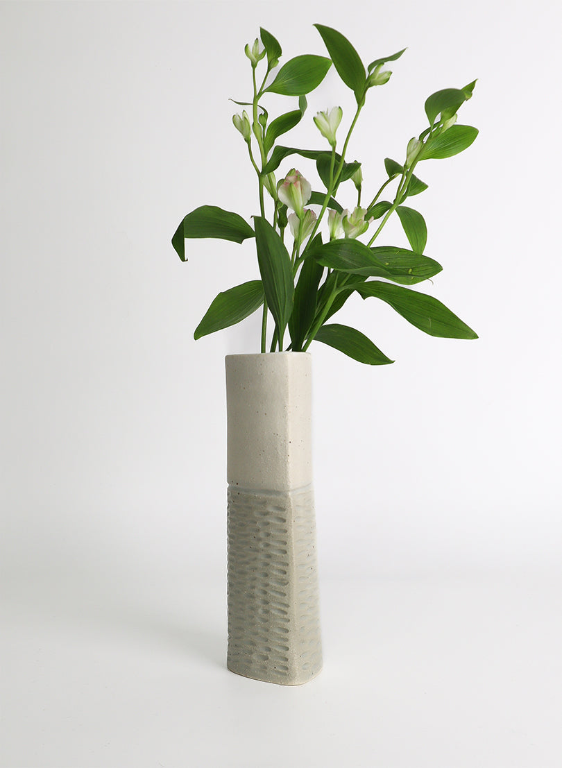 Tall Vase - Sage/White